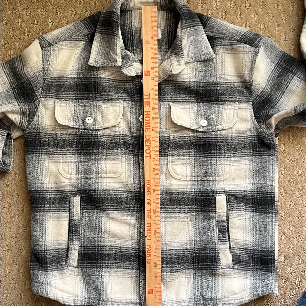 American Eagle Outfitters AEO Unisex Black Gray White Plaid Jacket Coat Shacket - Picture 10 of 11